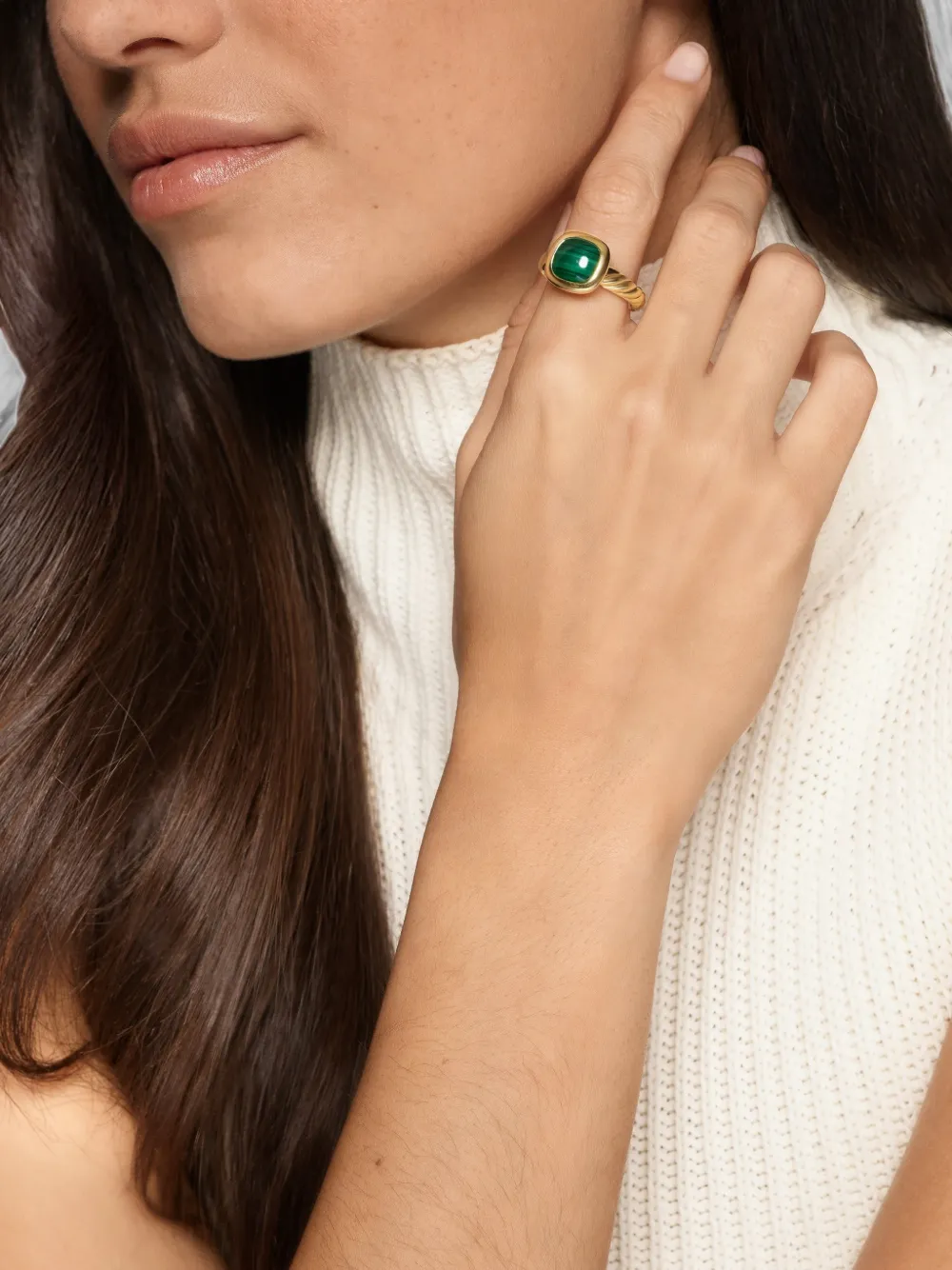  David Yurman Mercer Malachite Ring - Or 