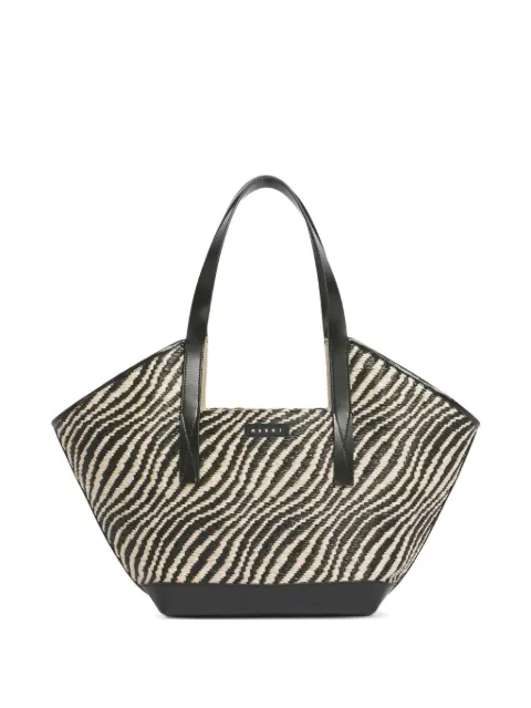 Marni small raffia-effect two-tone tote bag