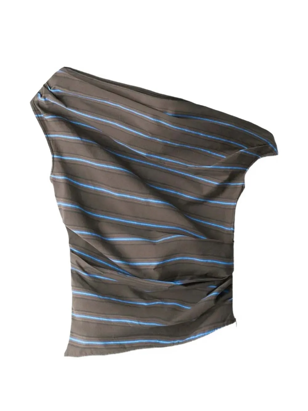 STAUD striped one-shoulder top - Marrone
