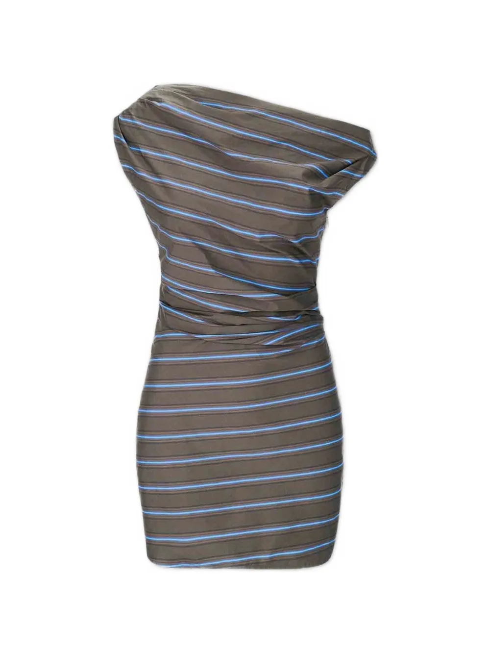 STAUD striped one-shoulder mini dress - Marrone