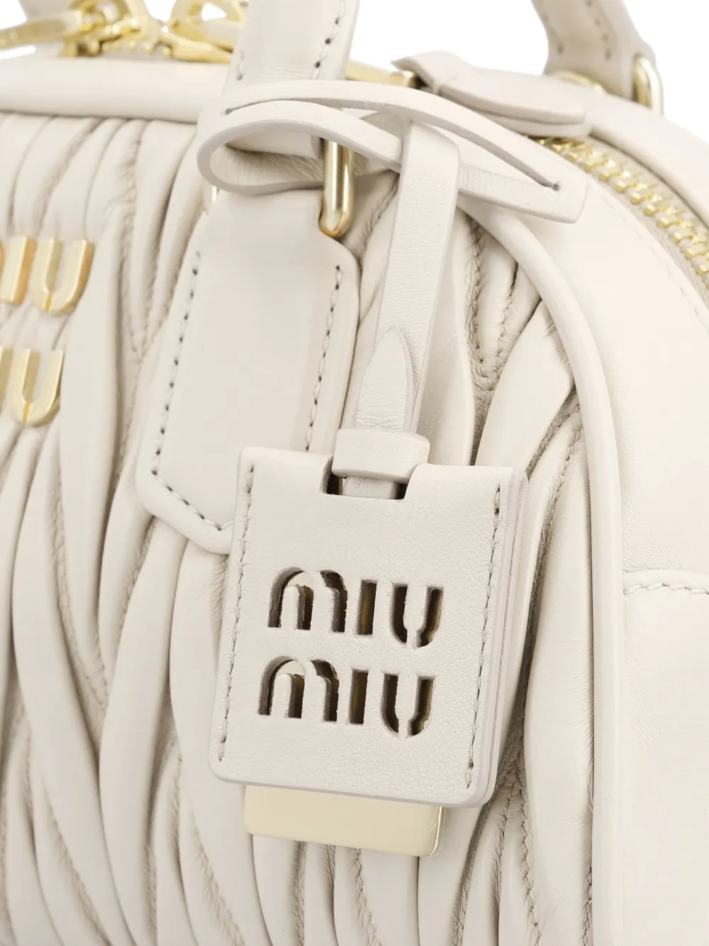Miu Matelassé shopper met logo-detail Wit