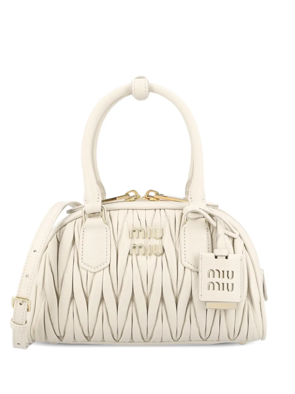 Miu Miu matelassé logo-detail tote bag - Weiß