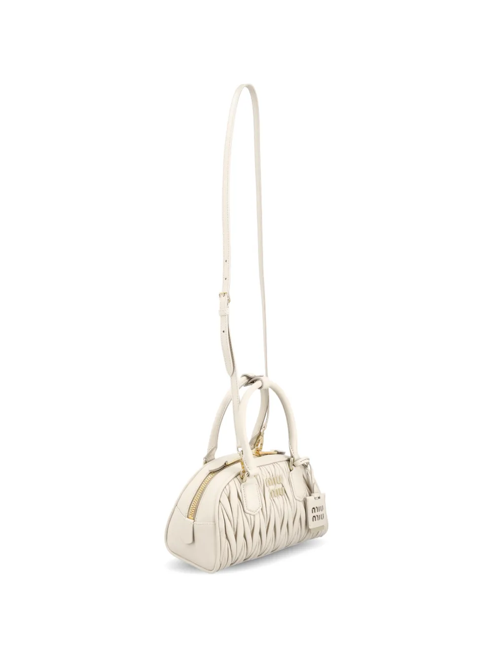Miu Matelassé shopper met logo-detail Wit