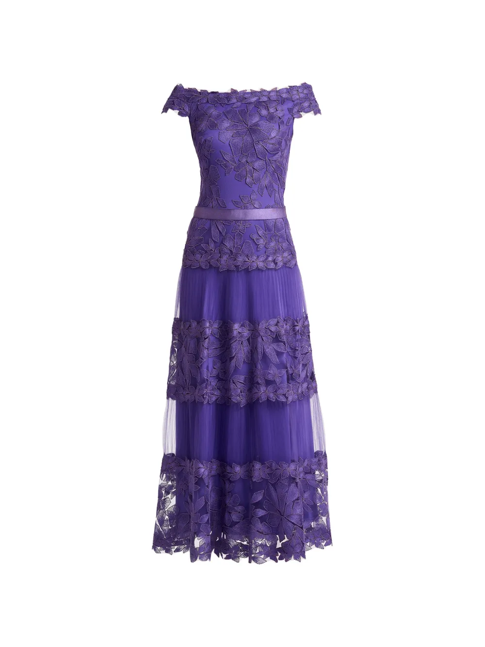 Tadashi Shoji floral off-shoulder midi dress - Purple