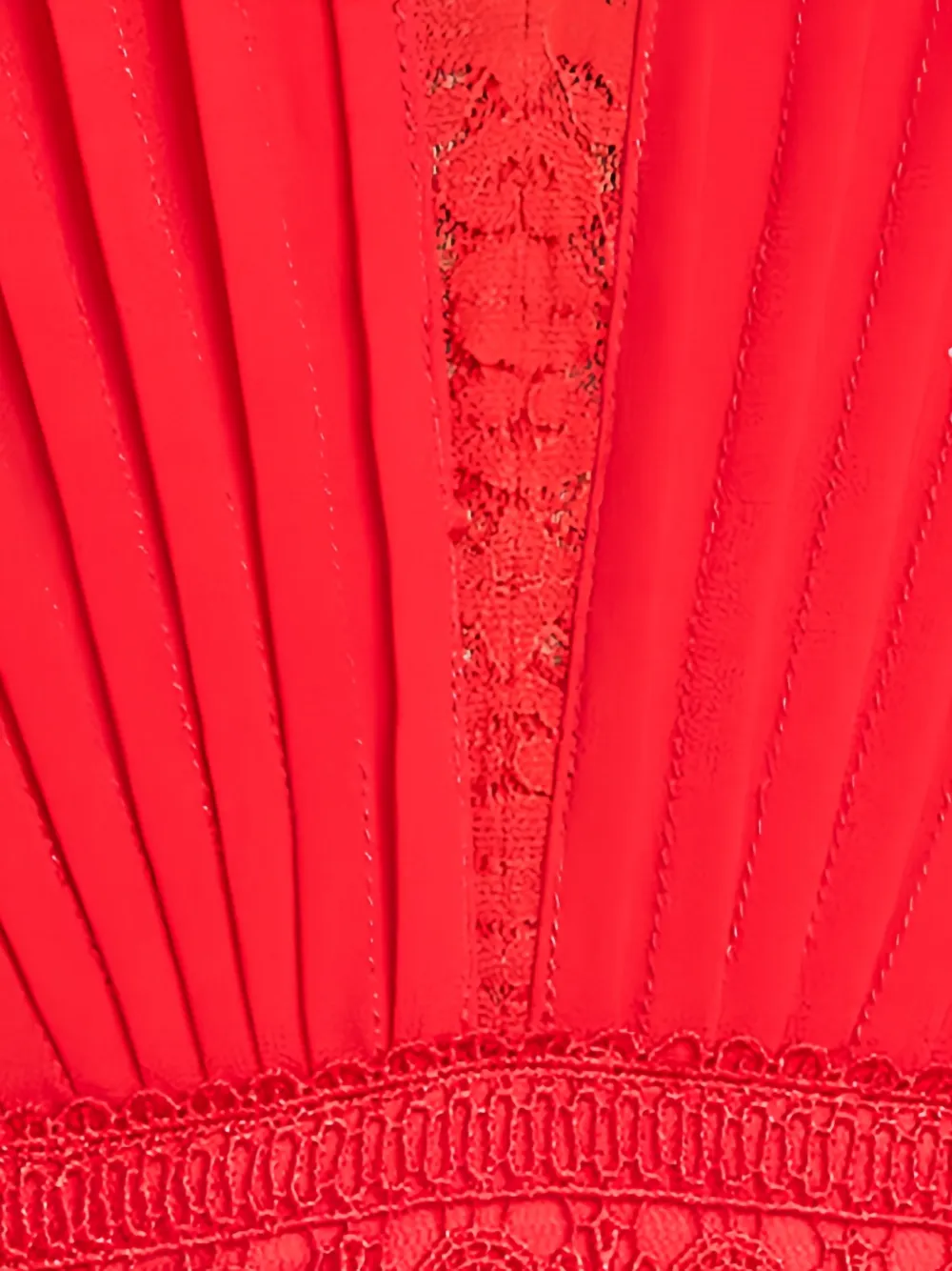 Tadashi Shoji Nyssa maxi-jurk met kanten vlakken en plooien Rood
