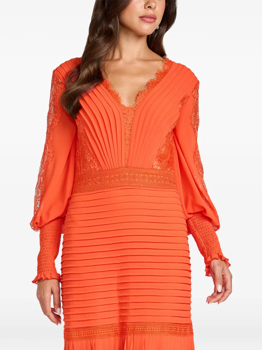 Tadashi Shoji Nyssa maxi-jurk met vlakken met veters en kanten vlakken Oranje