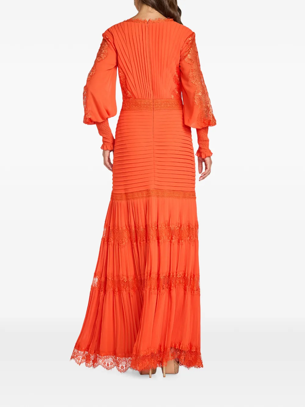 Tadashi Shoji Nyssa maxi-jurk met vlakken met veters en kanten vlakken Oranje