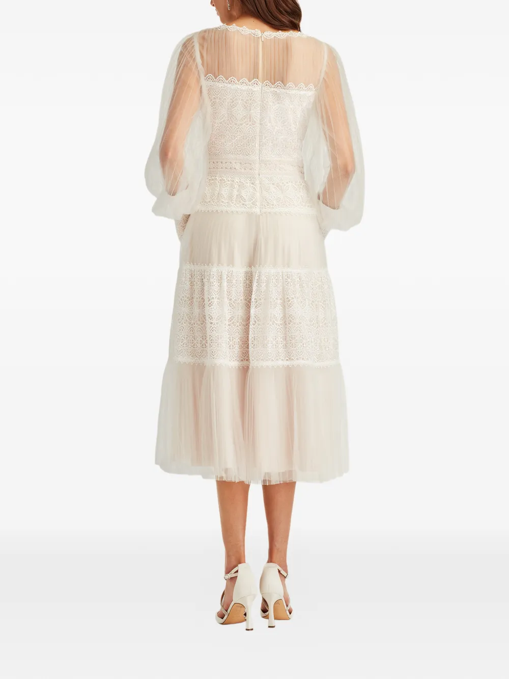 Tadashi Shoji Midi-jurk met lange mouwen Beige
