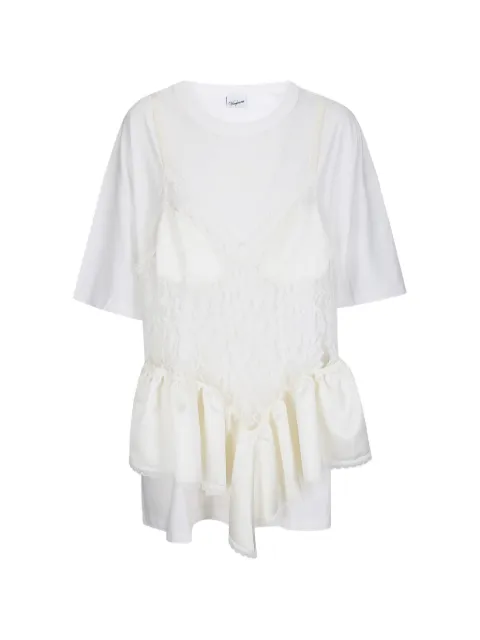 Vaquera lace-overlay ruffled T-shirt