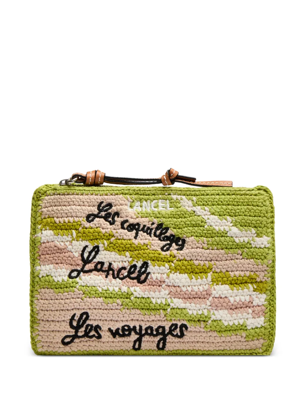 Lancel small Summer Mania crochet zip clutch bag - Green