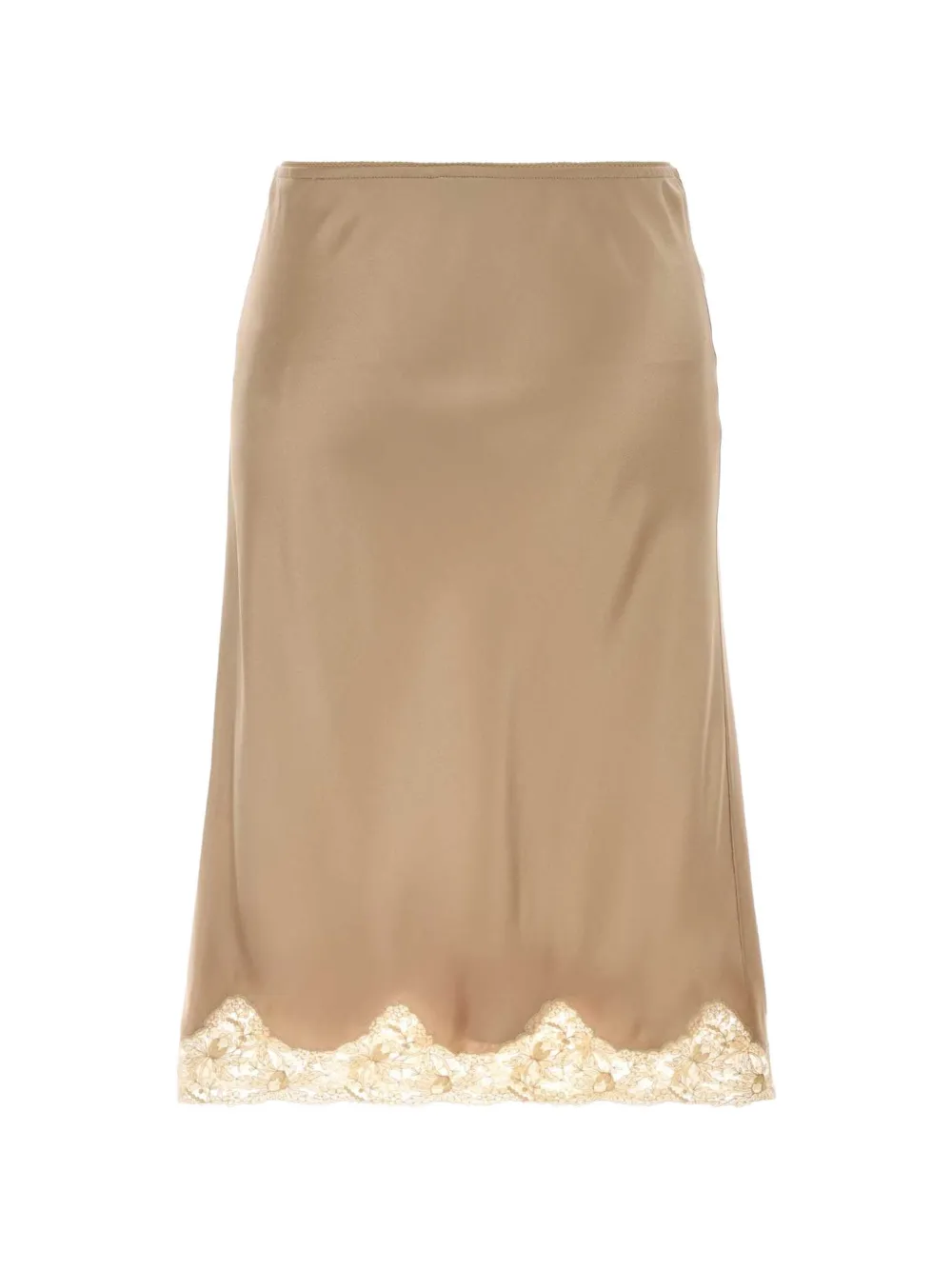 Saint Laurent Midi-rok met detail van kant Beige