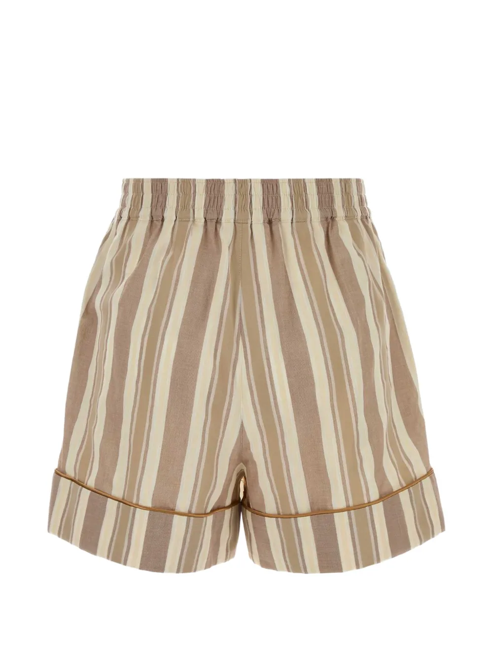  Saint Laurent Embroidered Striped Shorts - Brown 