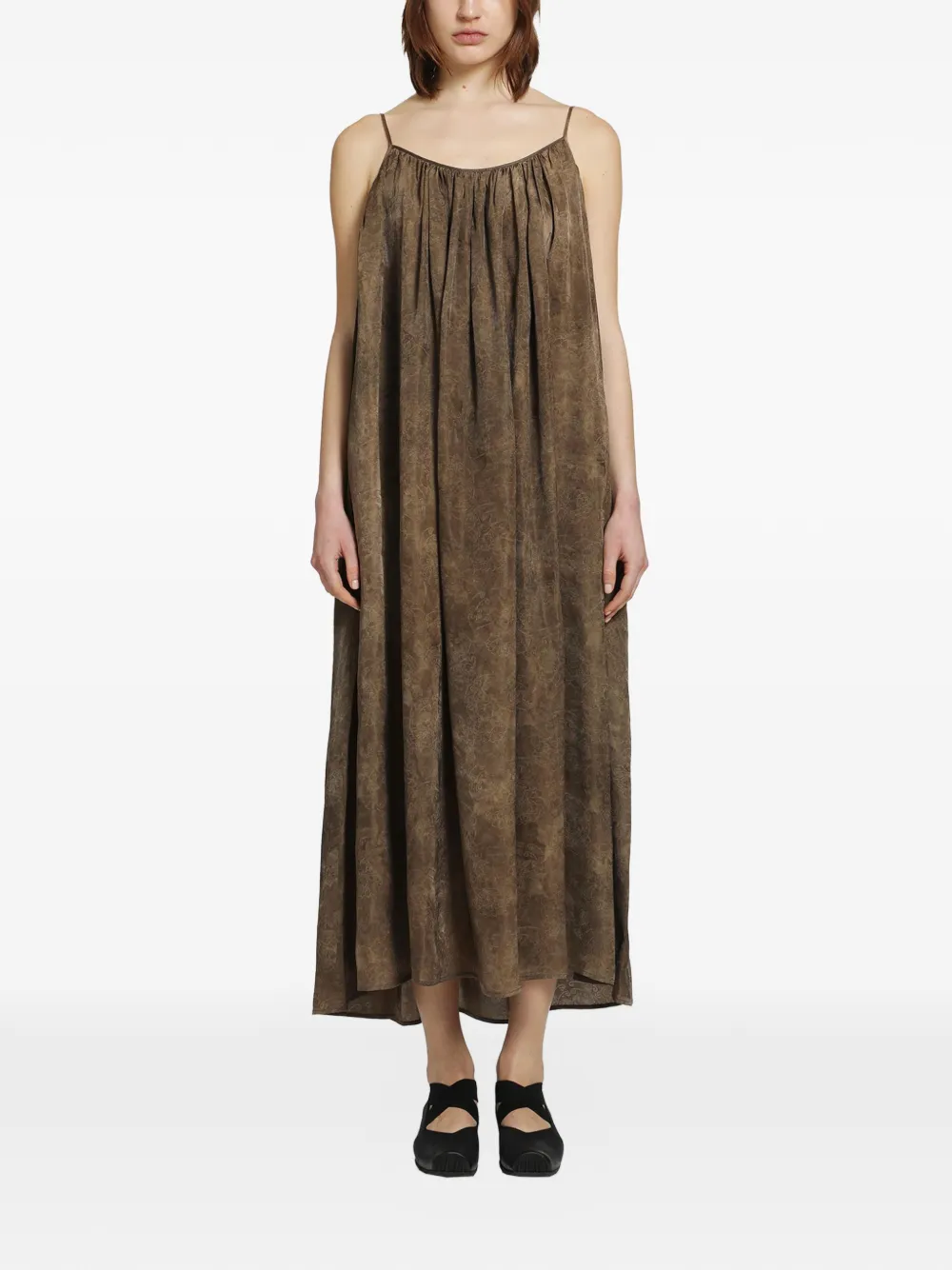 Uma Wang Ashel gathered maxi dress - Marrone