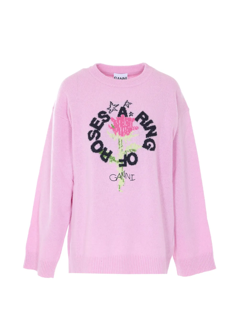 GANNI Ring of Roses crew-neck sweater - Rosa