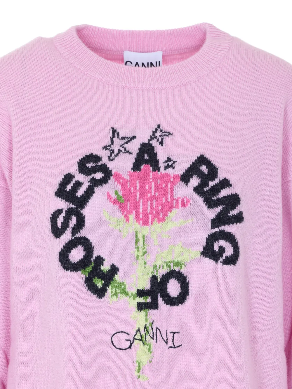 GANNI Ring of Roses trui met ronde hals Roze