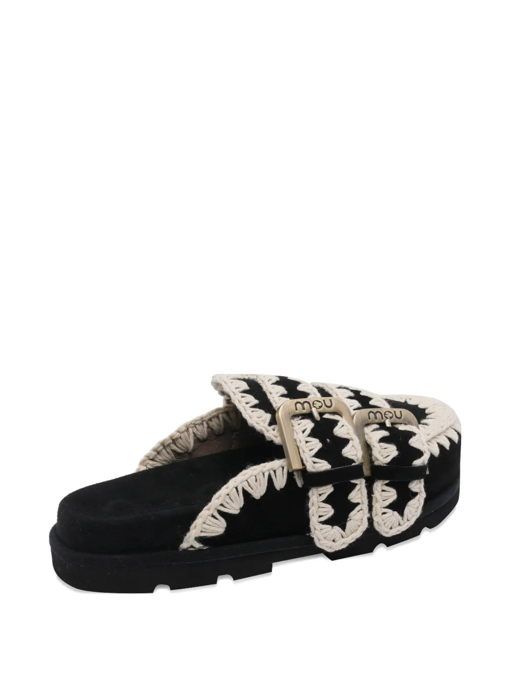 Mou Low bio muiltjes met gesp Zwart