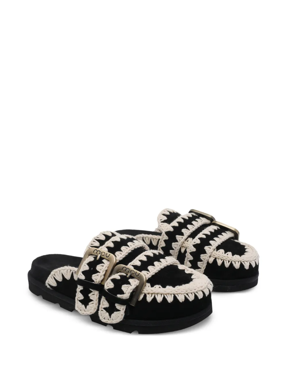  Mou Mules Low Con Hebilla - Negro 