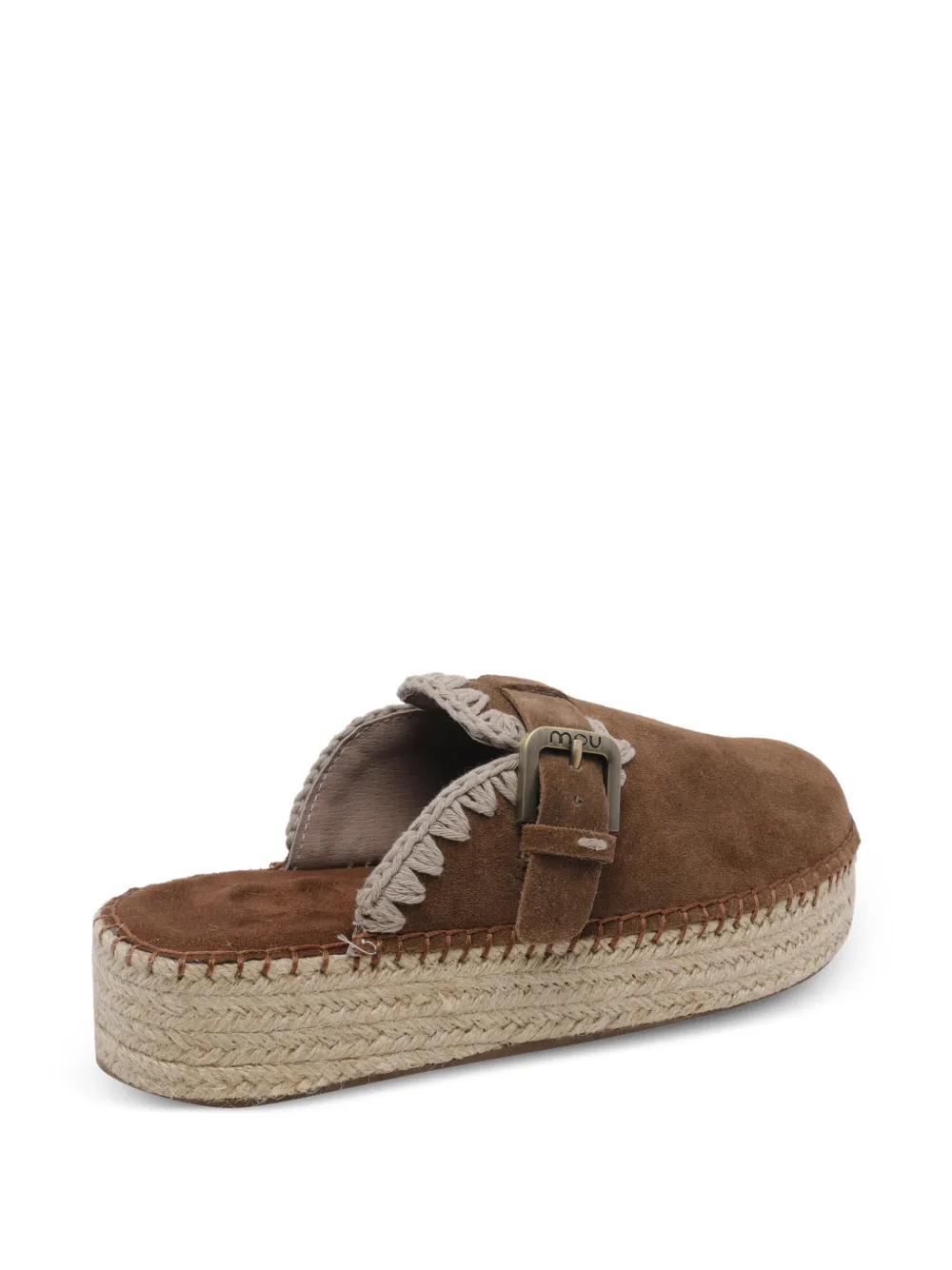  Mou Buckled Jute Clog Sandals - Brown 
