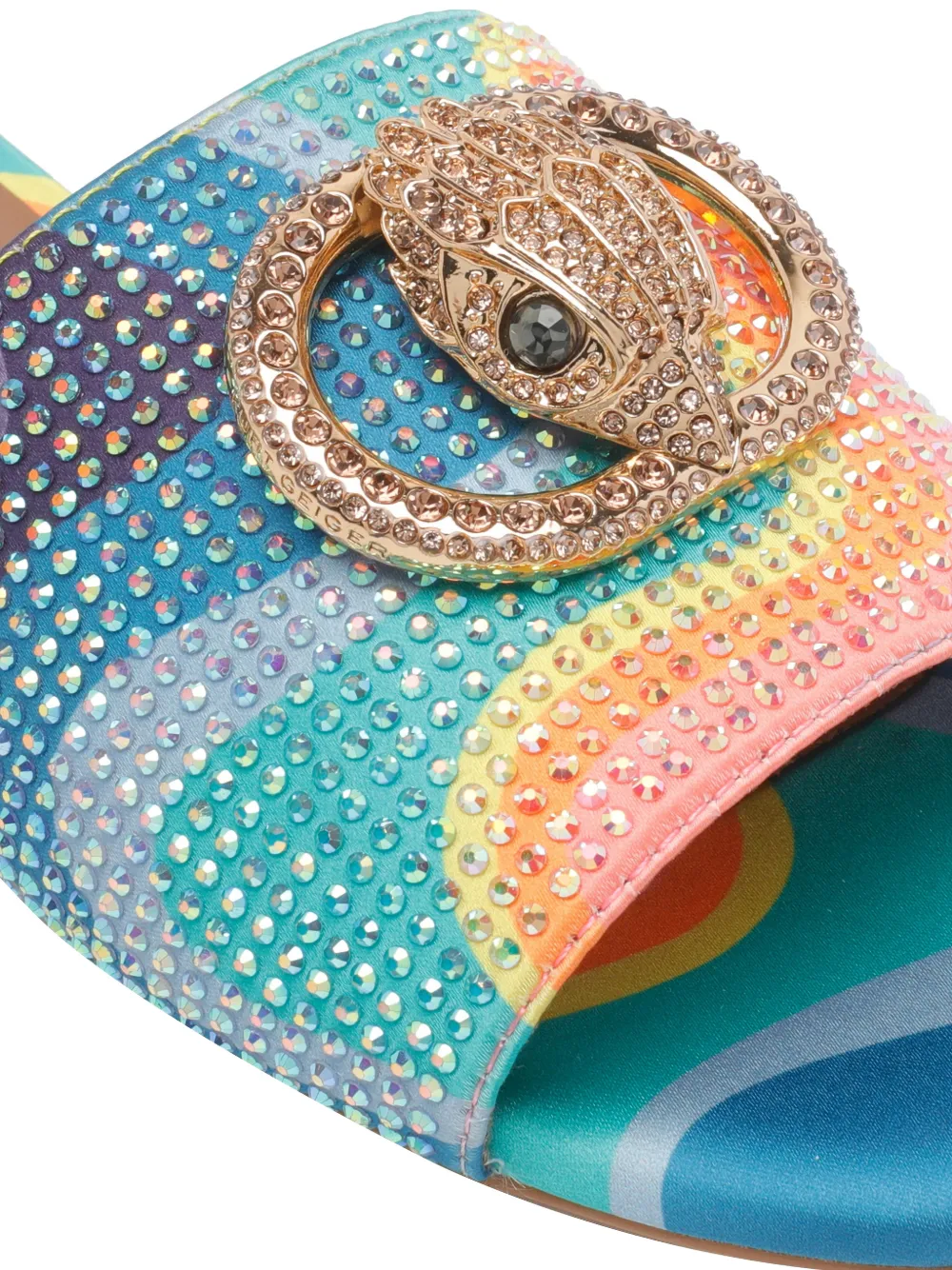 Kurt Geiger London Chelsea sandalen verfraaid met kristallen en logo Blauw