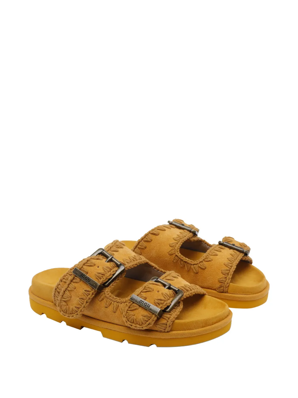 Mou buckles bio suede sandals Geel