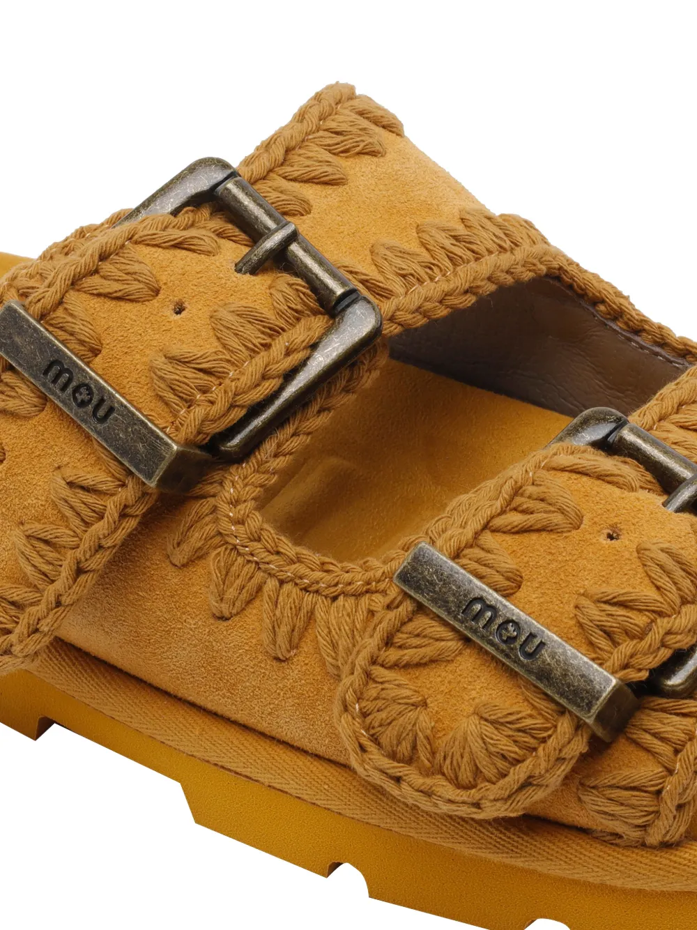 Mou buckles bio suede sandals Geel