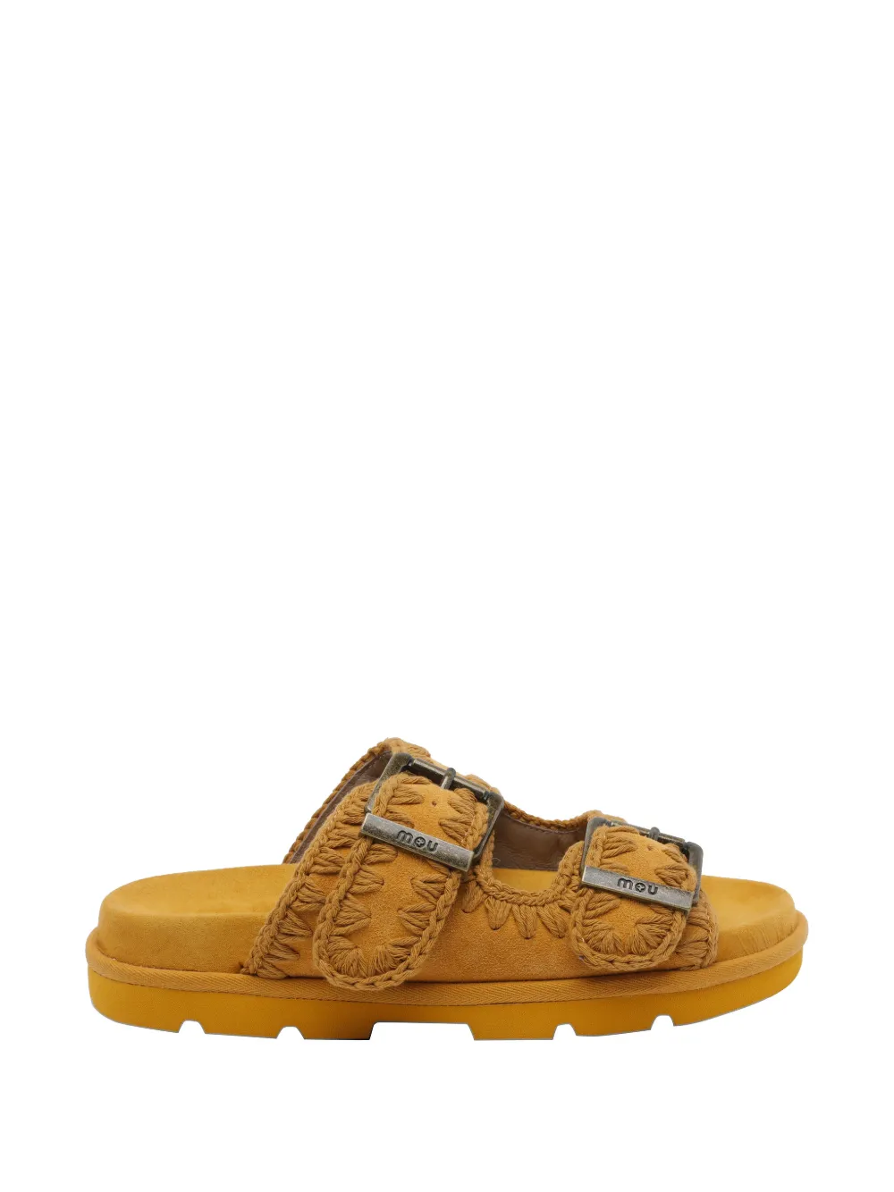 Mou buckles bio suede sandals Geel