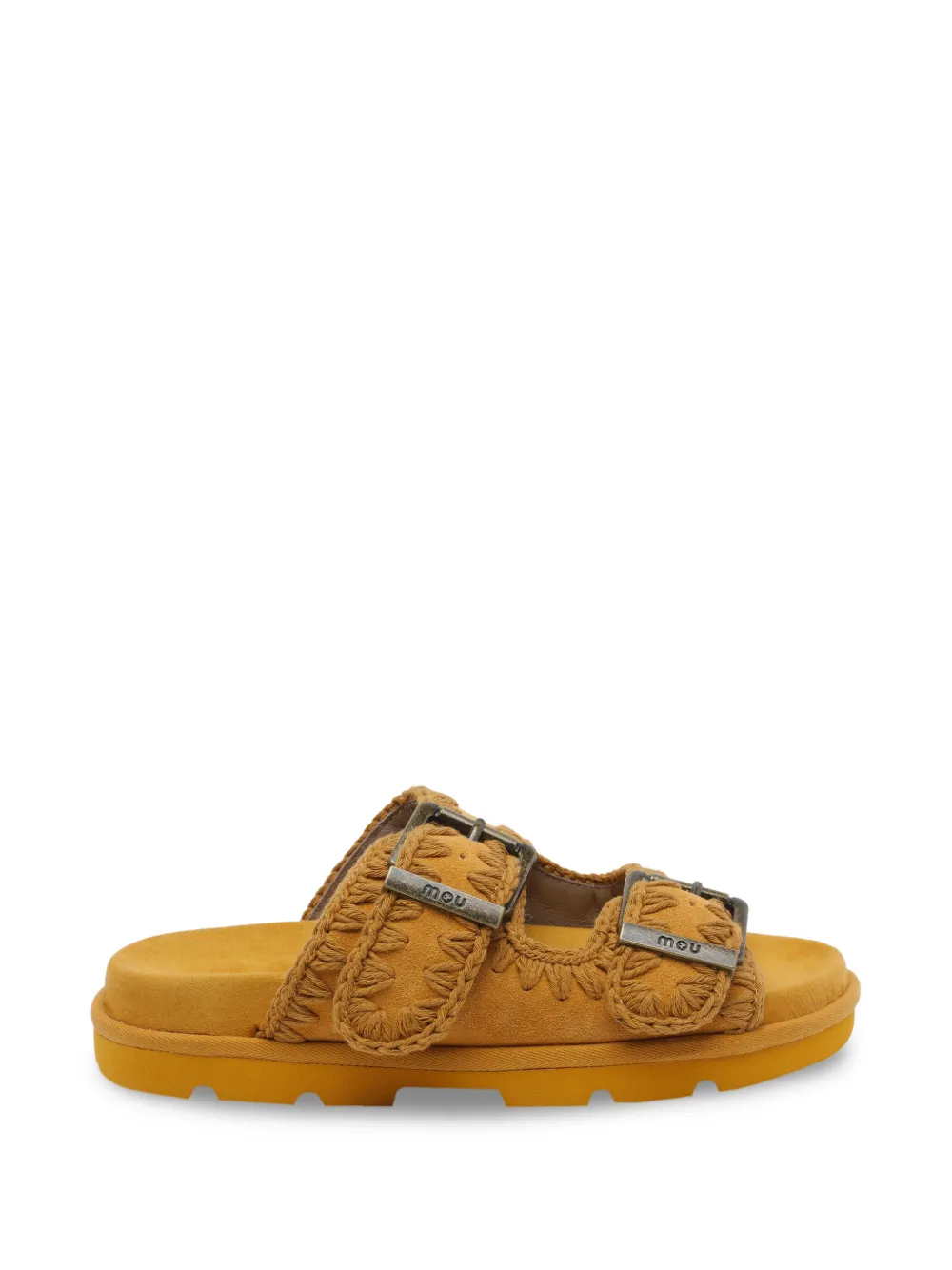 Mou Suède sandalen met gespen Geel