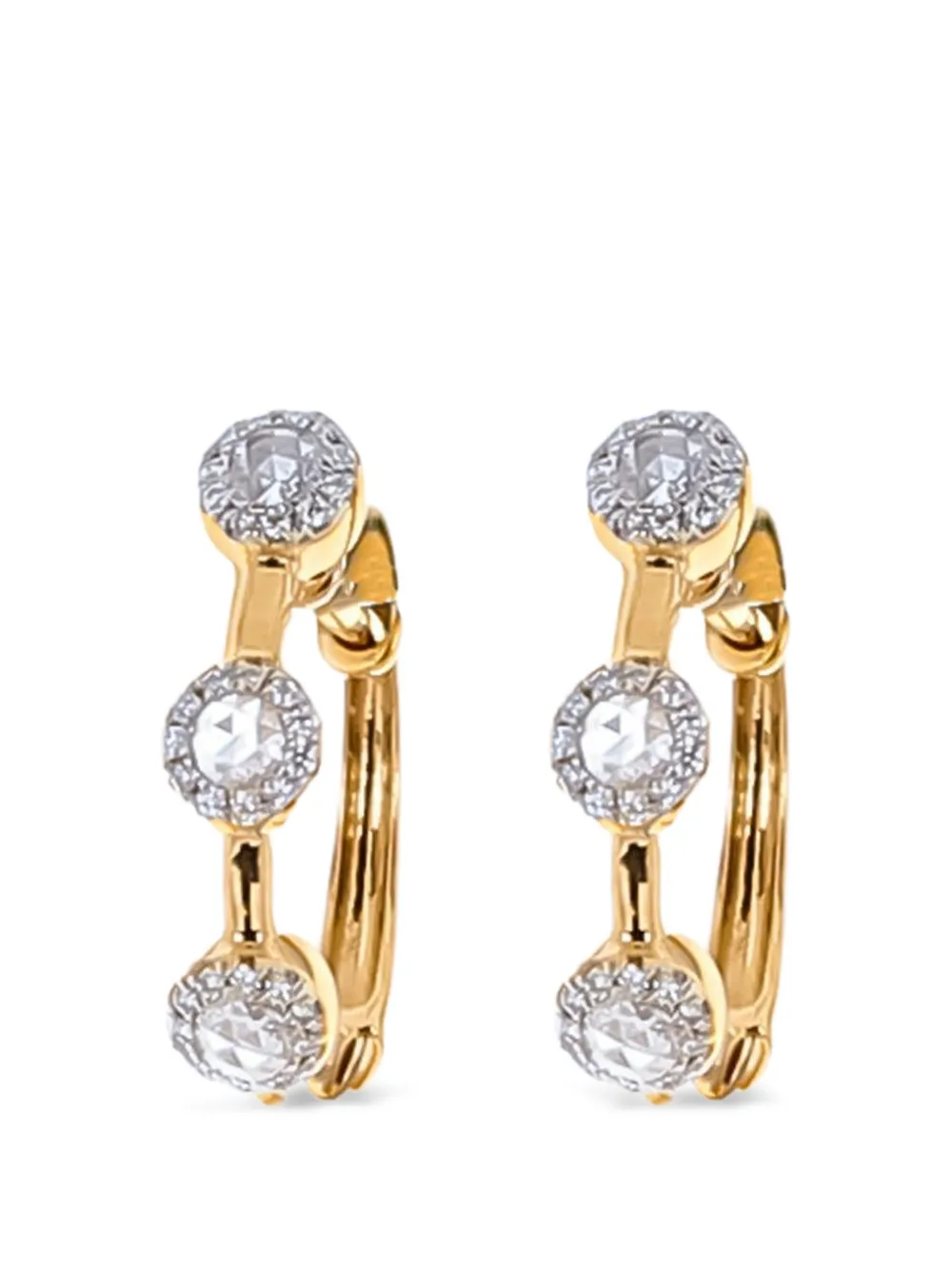 64 Facets 18kt yellow gold Scallop mini hoops - Oro