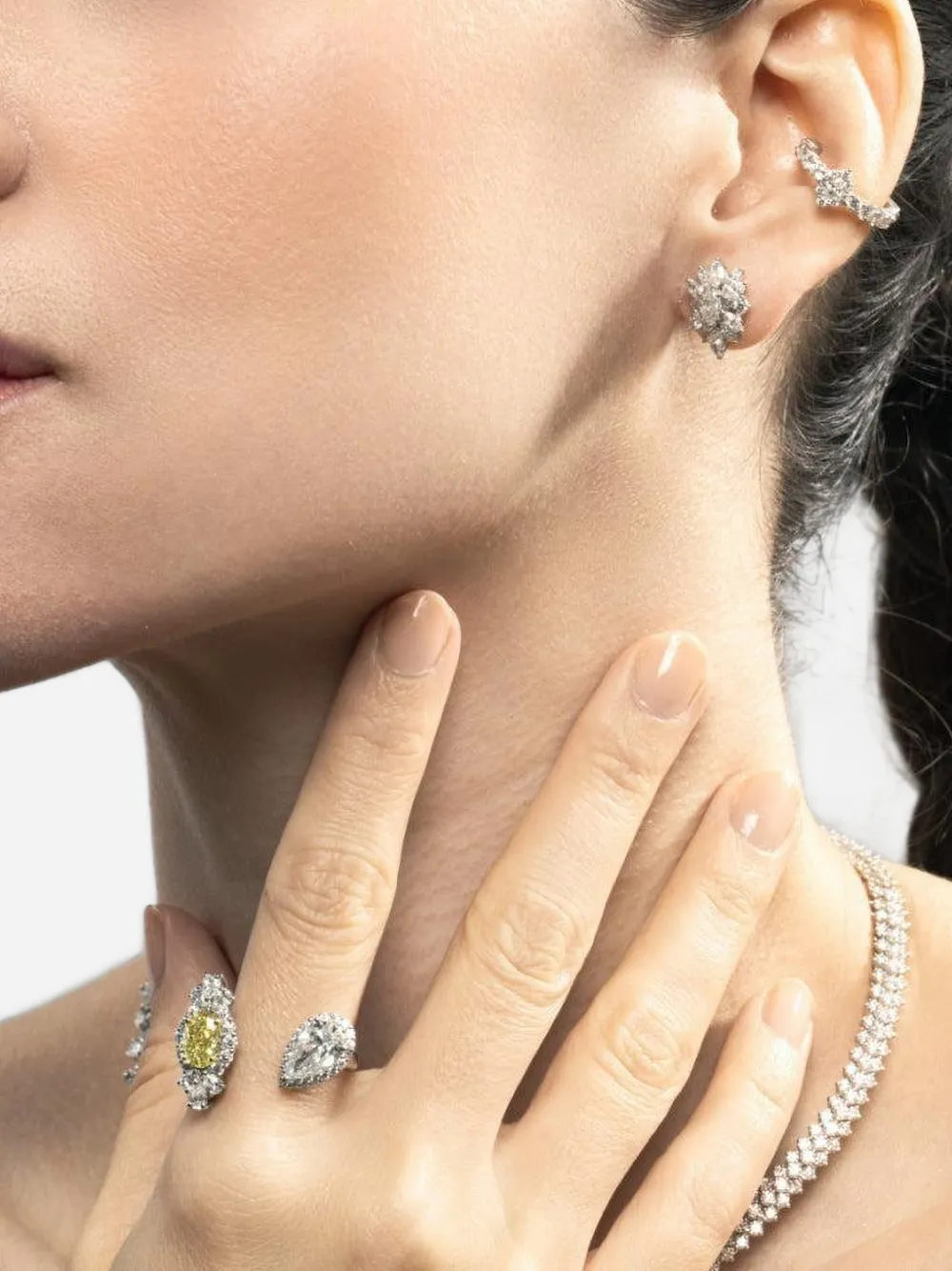 Yeprem 18kt Weißgoldohrstecker mit Diamanten - Silber
