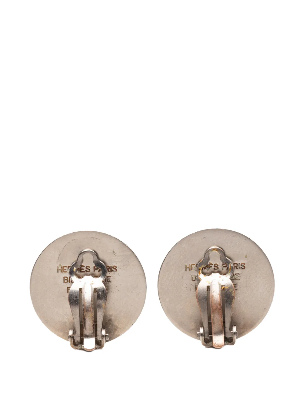 Hermès Pre-owned 1990-2010 Palladium Plated Clou De Selle Clip On Earrings Costume Earrings - Silver 