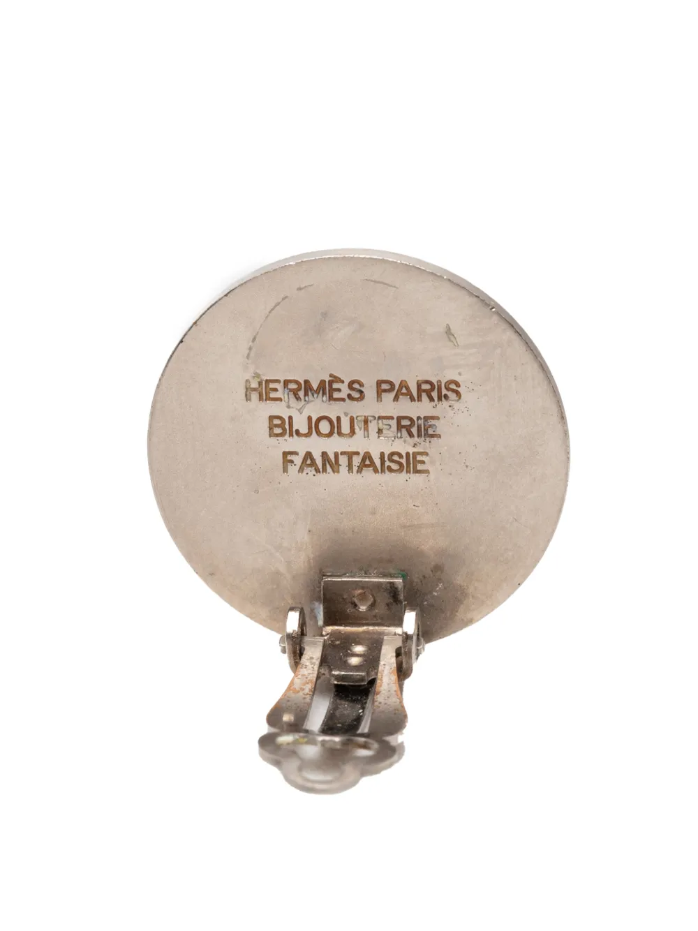  Hermès Pre-owned 1990-2010 Palladium Plated Clou De Selle Clip On Earrings Costume Earrings - Silver 