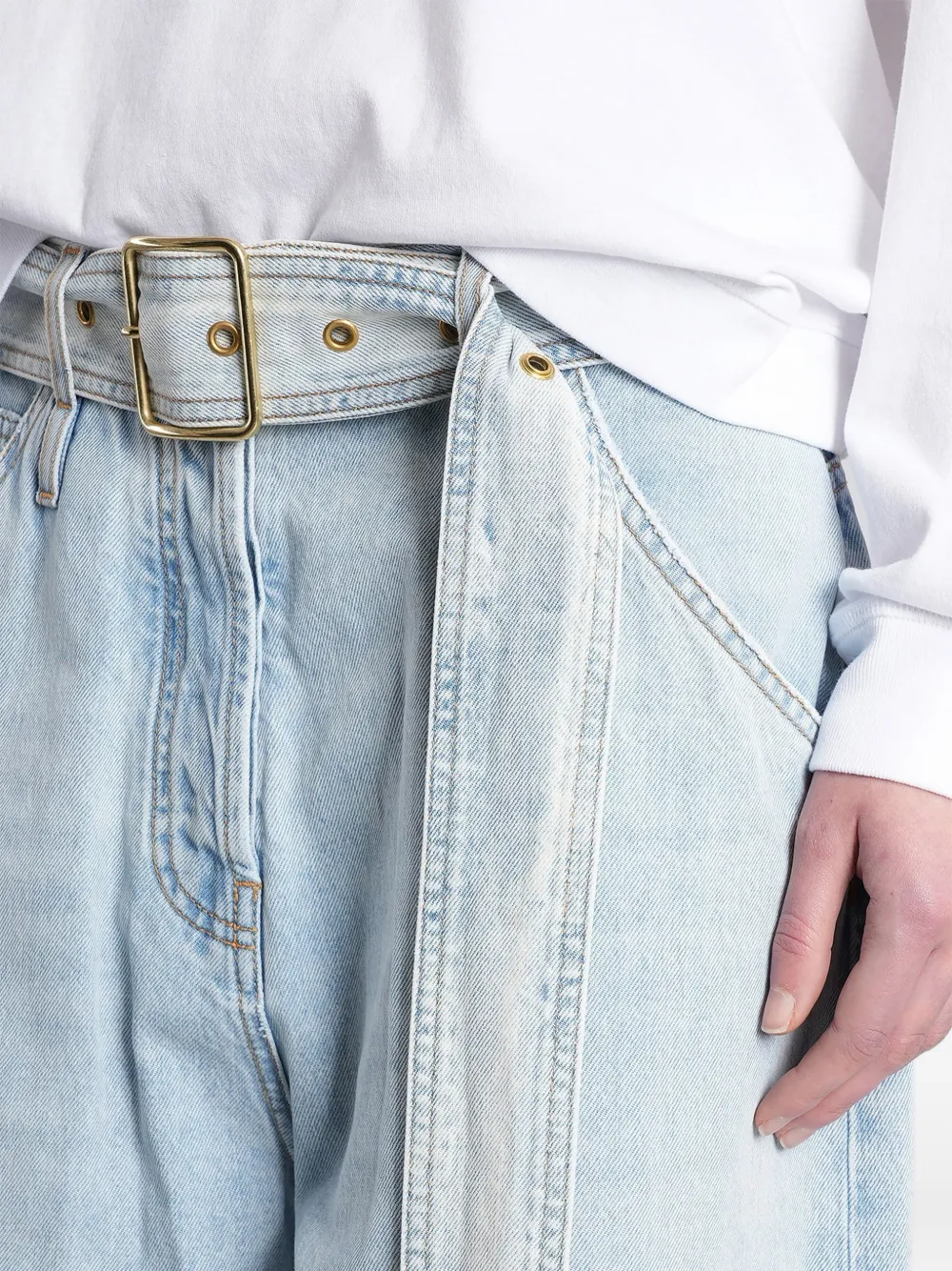 DARKPARK Dalila jeans met wijde pijpen en ceintuur Blauw