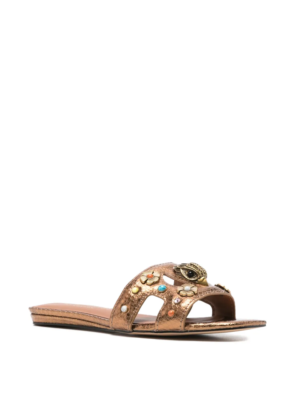 Kurt Geiger London Eagle-head floral-appliqué sandals Bruin