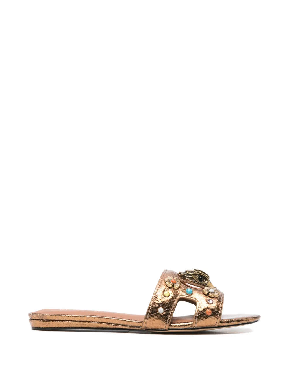 Kurt Geiger London Eagle-head floral-appliqué sandals - Marrone