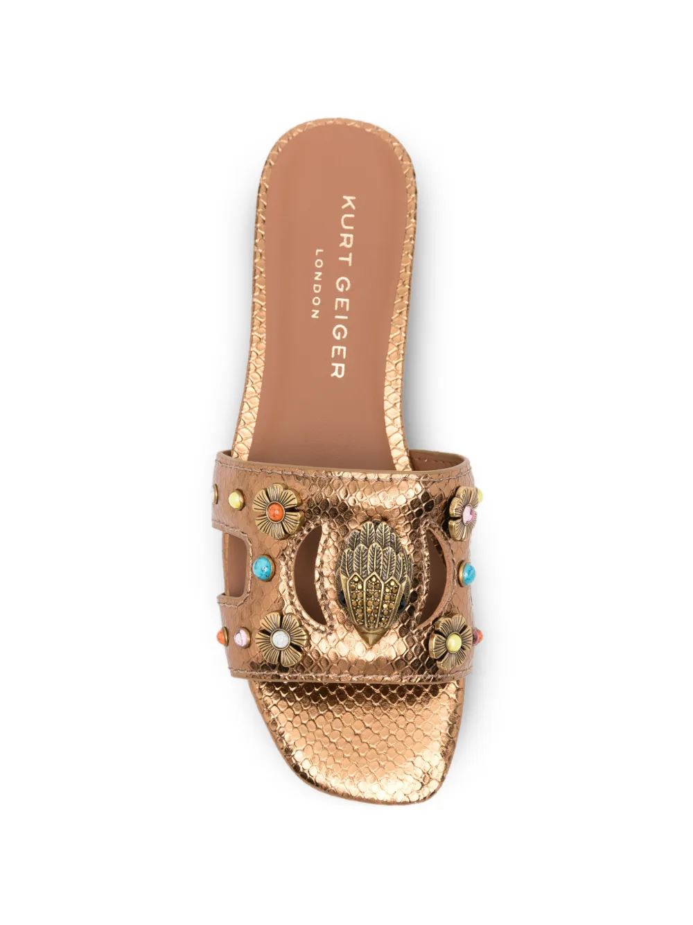 Kurt Geiger London Eagle-head floral-appliqué sandals Bruin