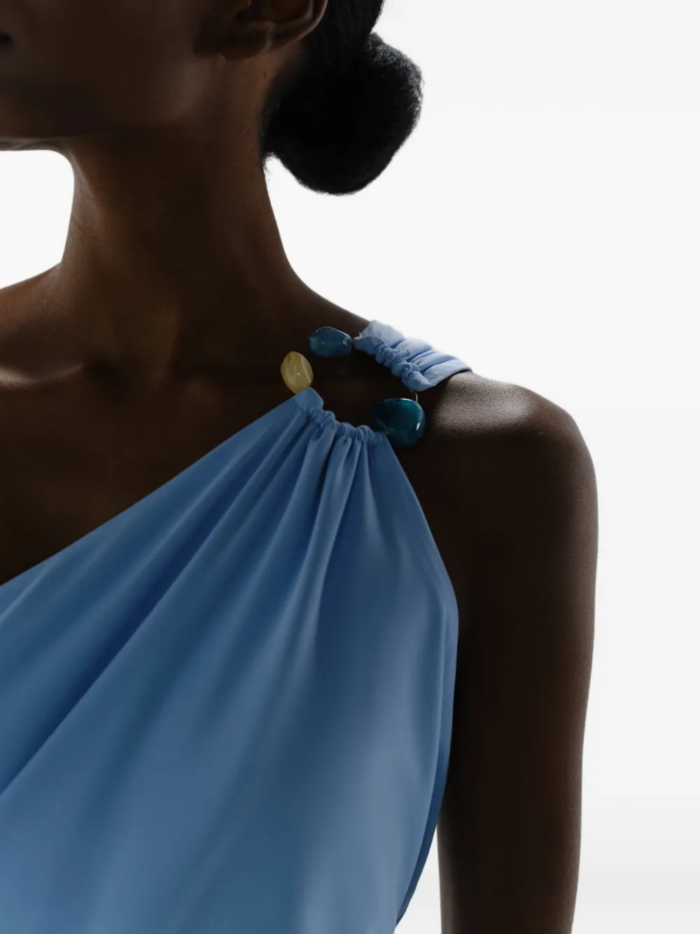 Baobab Canoa asymmetrische maxi-jurk met geknoopt detail Blauw