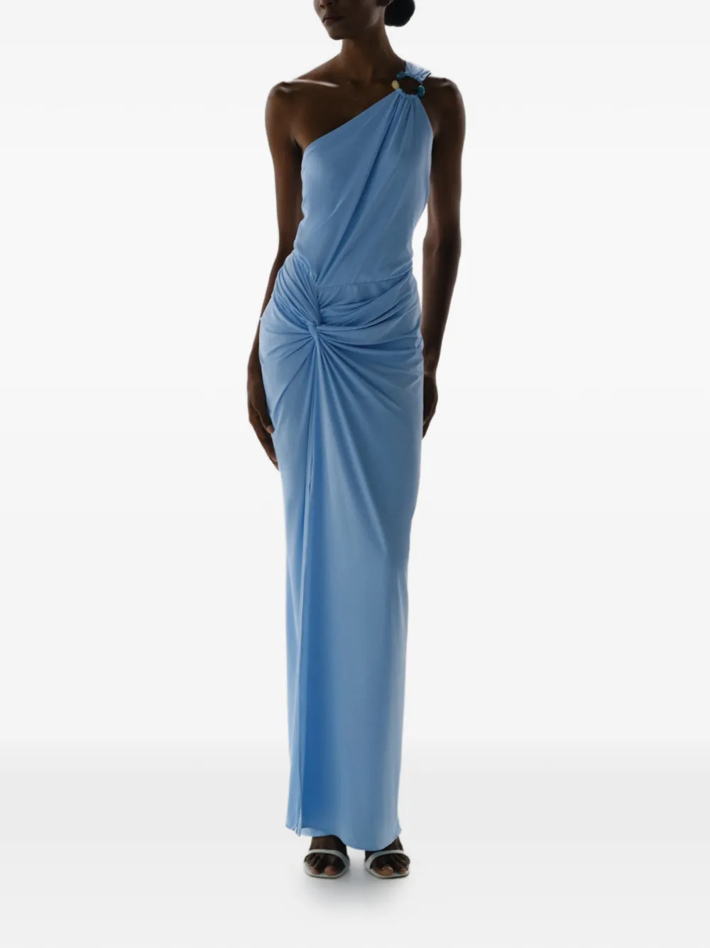 Baobab Canoa asymmetrische maxi-jurk met geknoopt detail Blauw