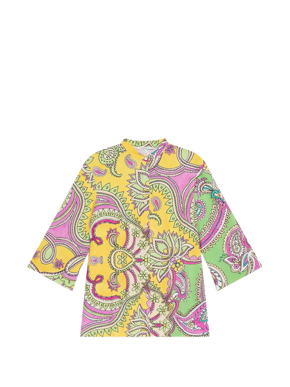 MALIPARMI guru-collar paisley-print shirt - Giallo