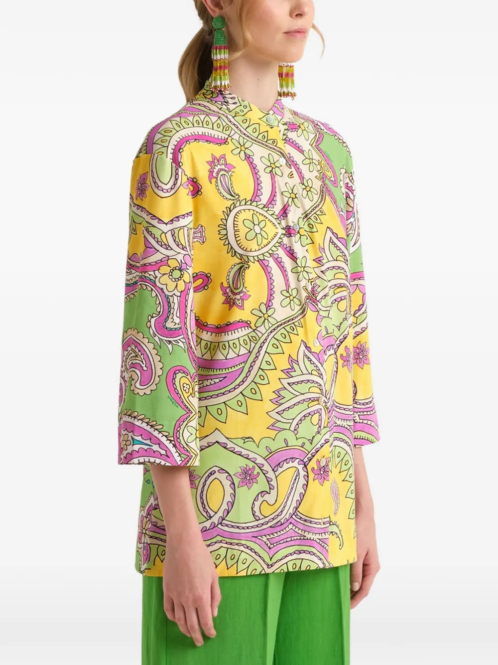  Maliparmi Guru-collar Paisley-print Shirt - Yellow 