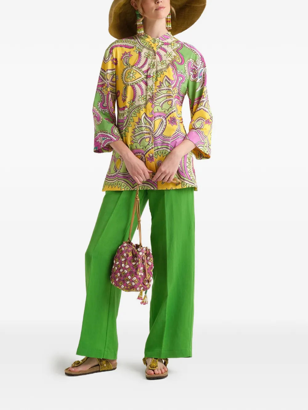  Maliparmi Guru-collar Paisley-print Shirt - Yellow 