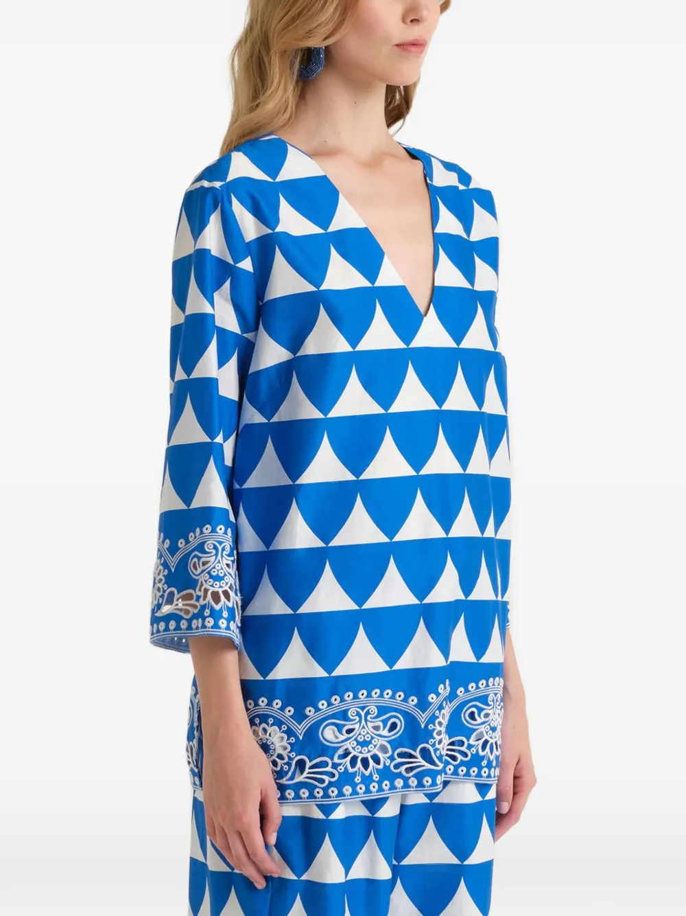 MALIPARMI shirt met V-hals Blauw