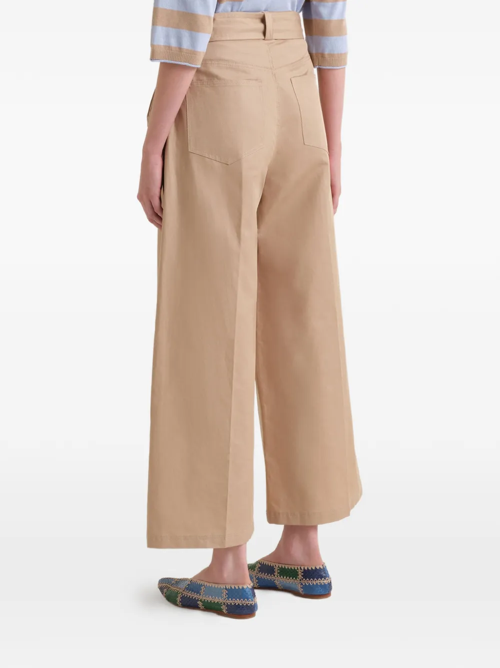 MALIPARMI Broek met wijde pijpen Beige