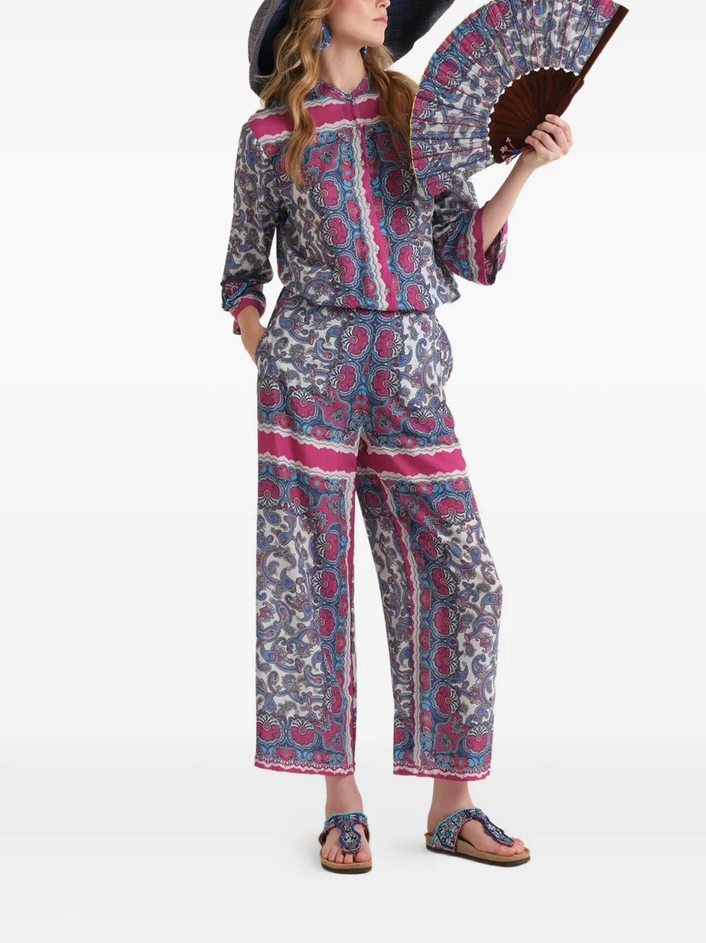 MALIPARMI Broek met paisley-print Blauw