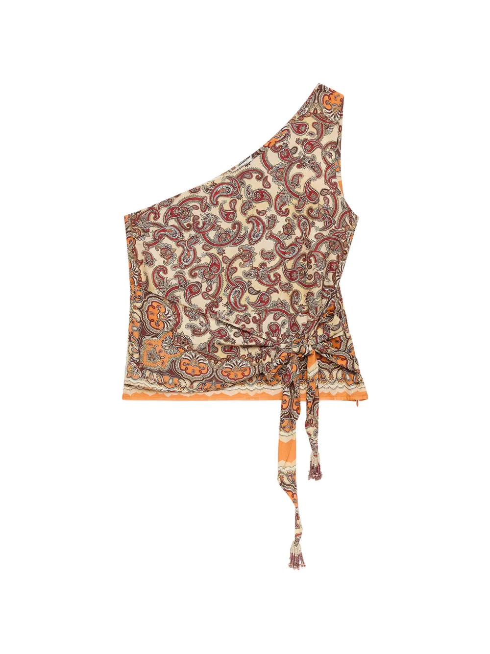 MALIPARMI Top monospalla con stampa paisley - Toni neutri