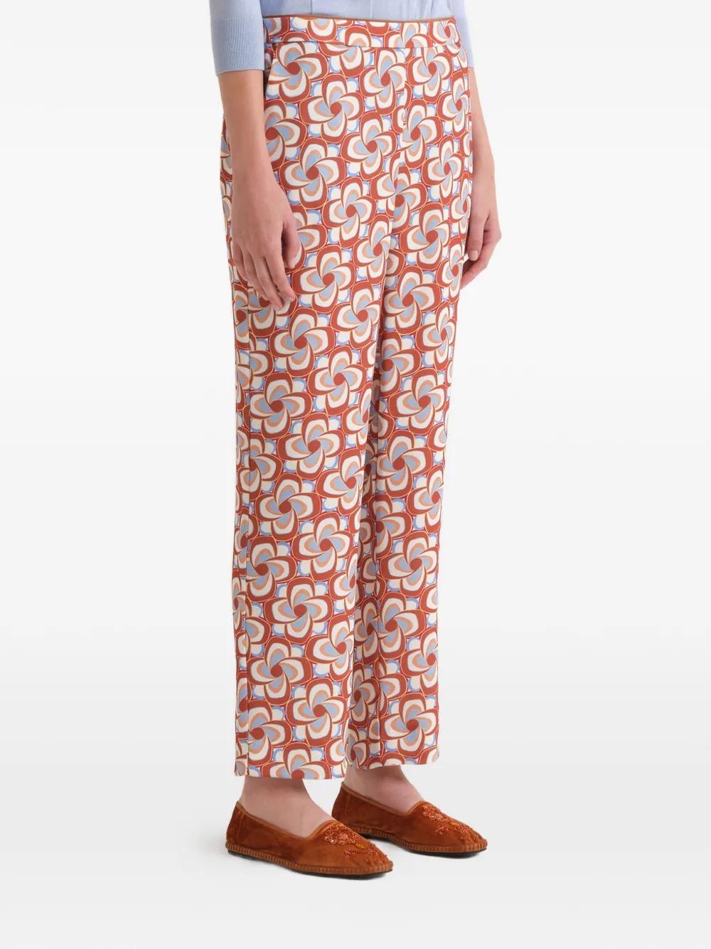 MALIPARMI Broek met Moulinè-print Bruin