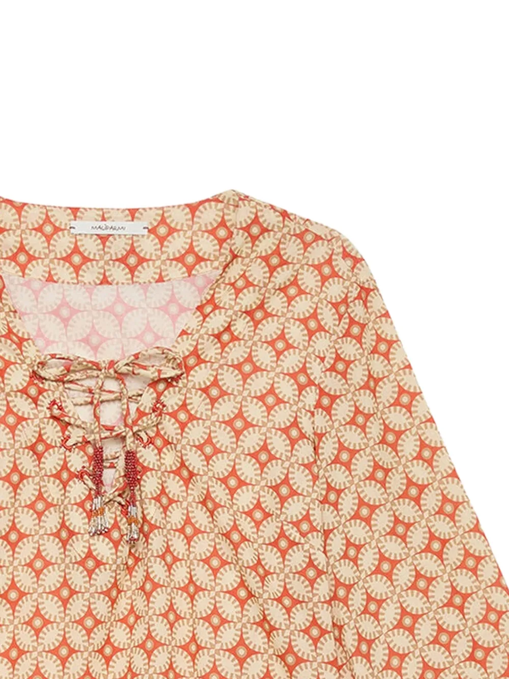 MALIPARMI Tuniek met geometrische print en kralen Beige