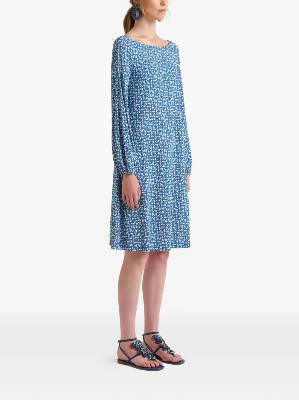 MALIPARMI Midi-jurk met wijde mouwen Blauw