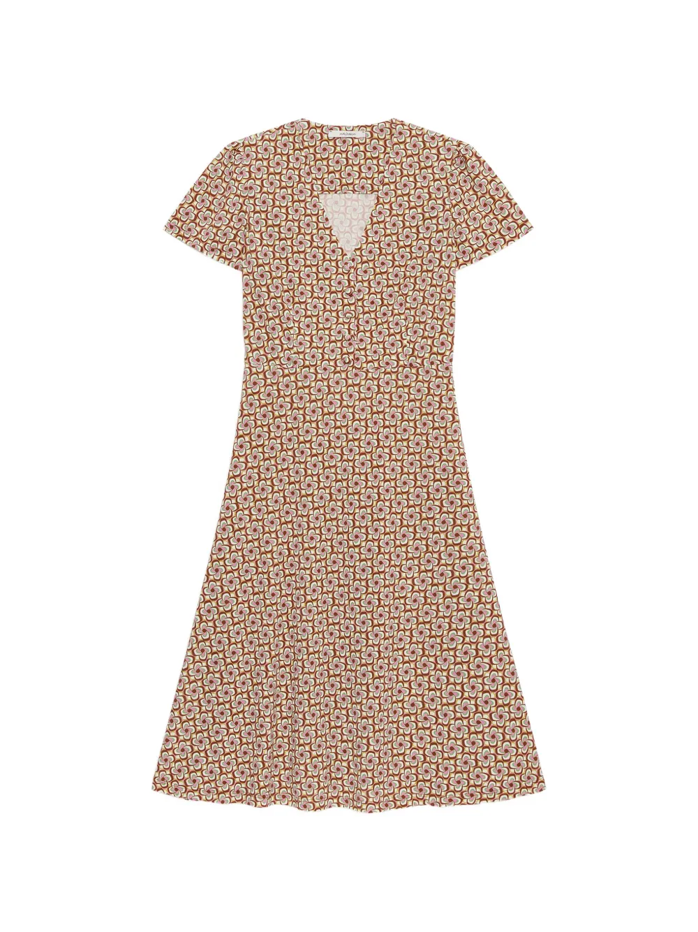 Maliparmi Mouliné Short-sleeve Geometric Dress In Brown