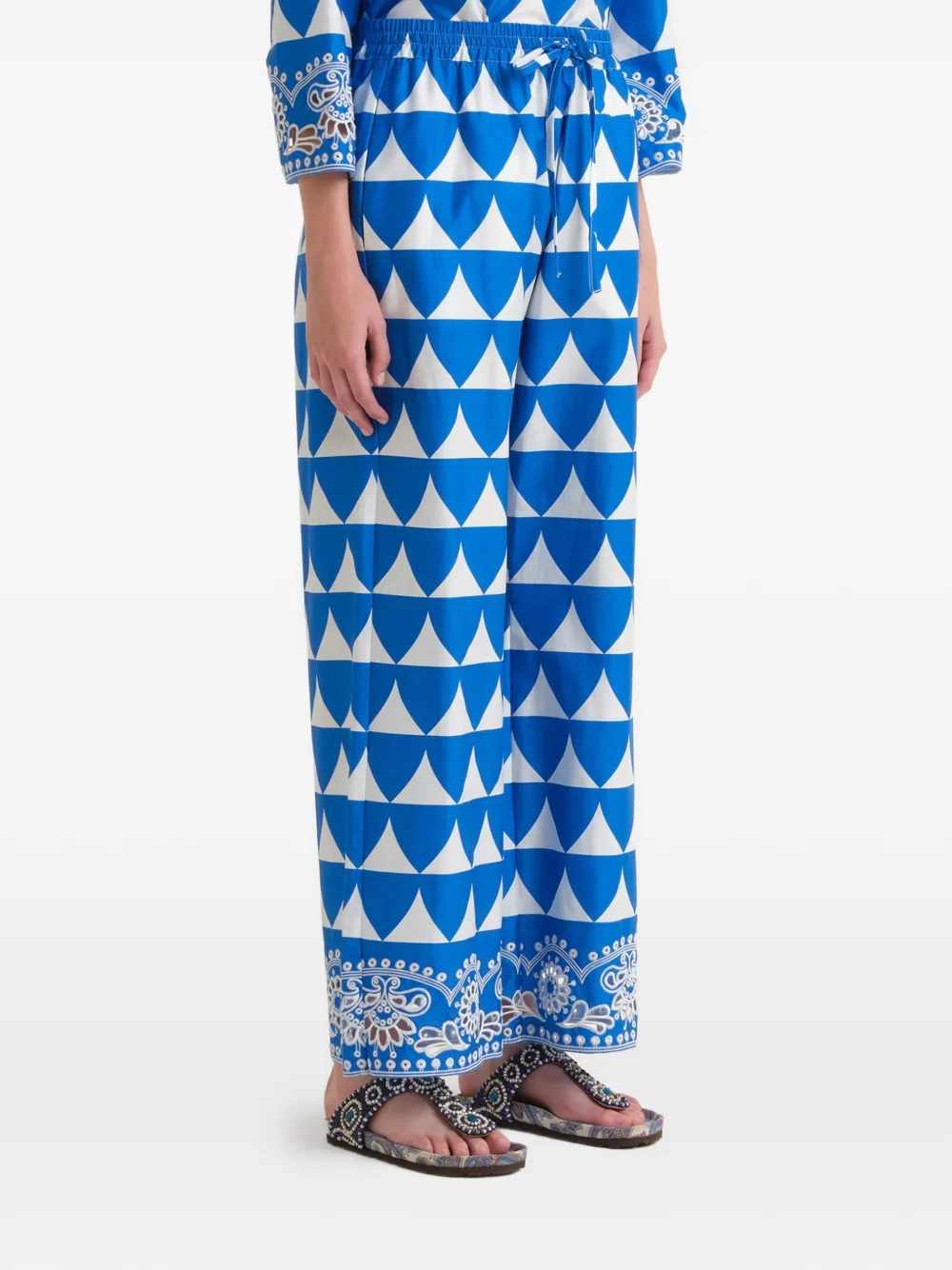 MALIPARMI Broek met optische print Blauw