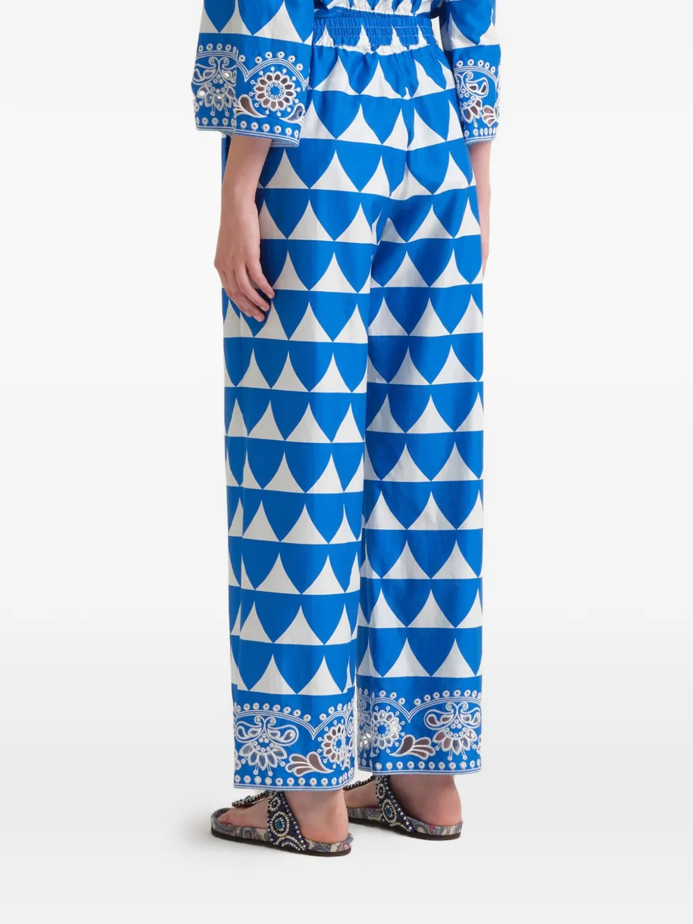 MALIPARMI Broek met optische print Blauw